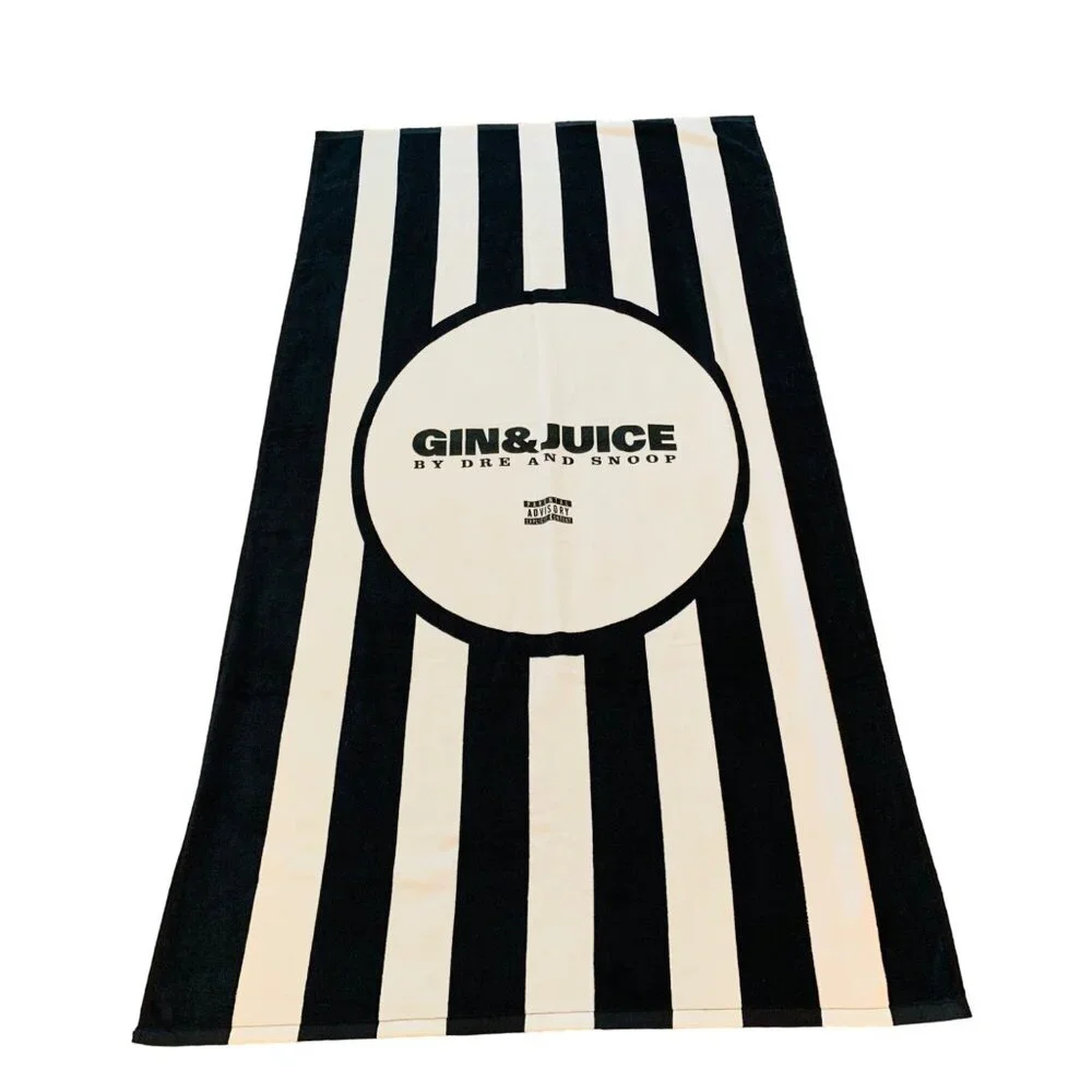 Gin Juice Beach Towel Dre Snoop Black White Striped Terry Cloth Pool Party Gift